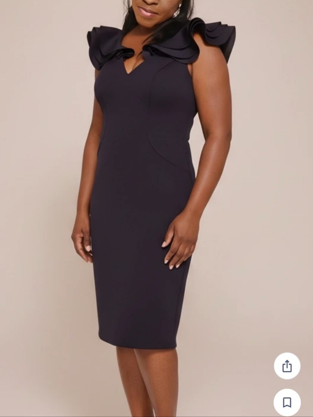 Eliza J Ruffle Shoulder Sleeveless Cocktail Dress